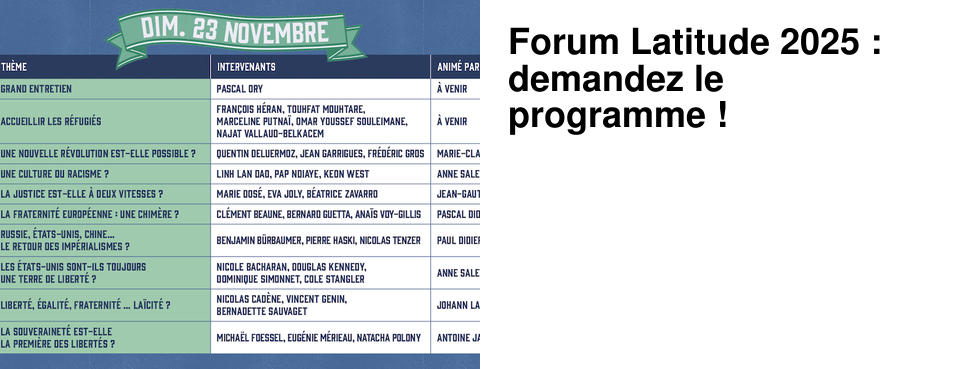 Forum Latitude 2025 : demandez le programme !