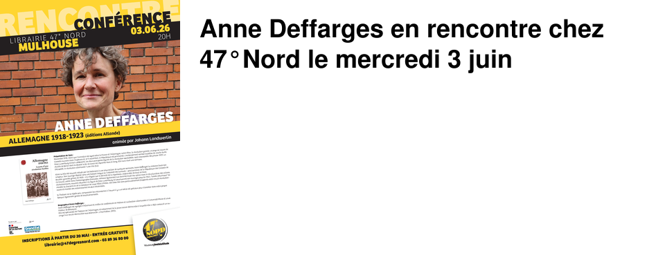 Anne Deffarges en rencontre chez 47�Nord le mercredi 3 juin